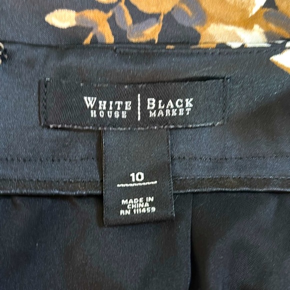 WHBM satiny feel black skirt with baroque floral sides - Picture 5 of 6